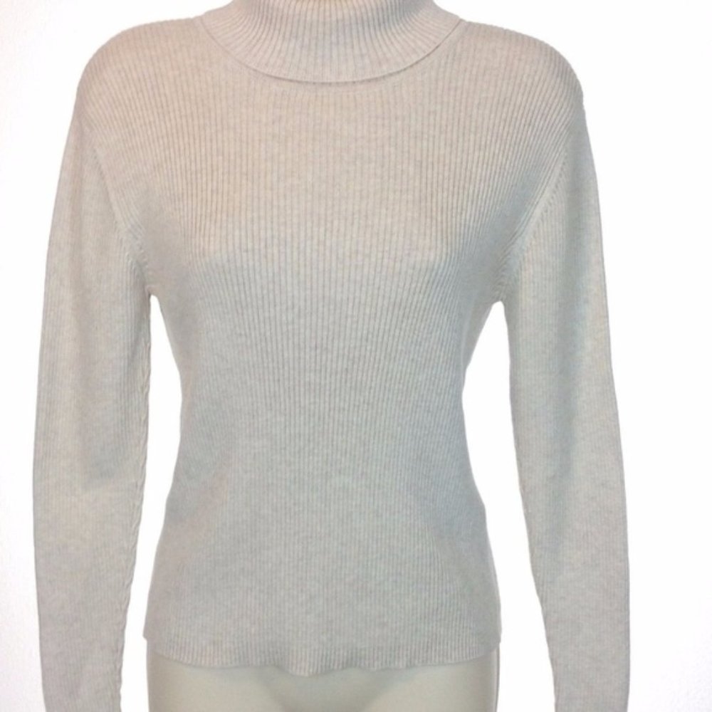Talbots Beige Cotton Turtleneck Sweater - Petite S